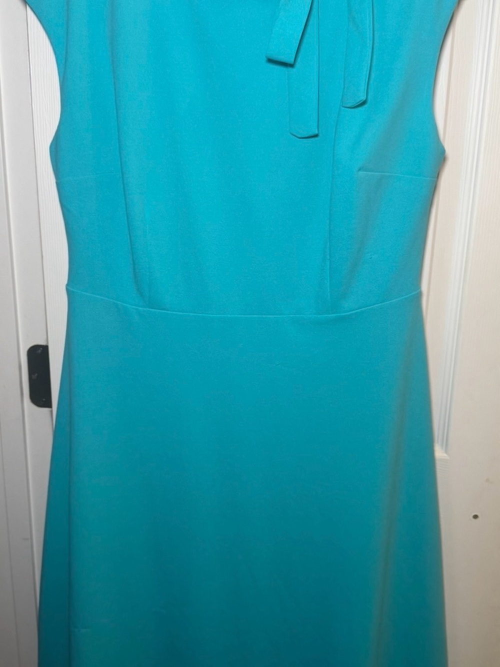 Sleeveless Aqua Tie-Neck A-Line Dress